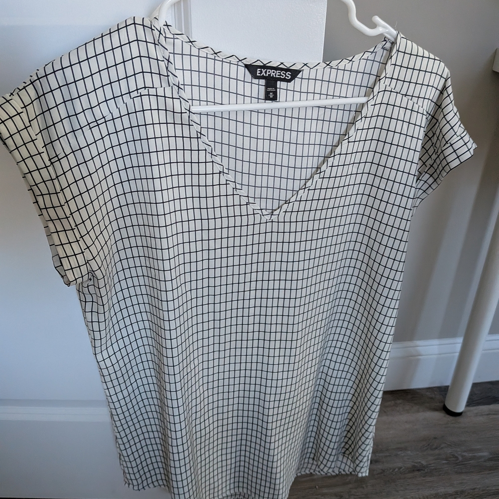 Express Black and White Checkered Women's Top